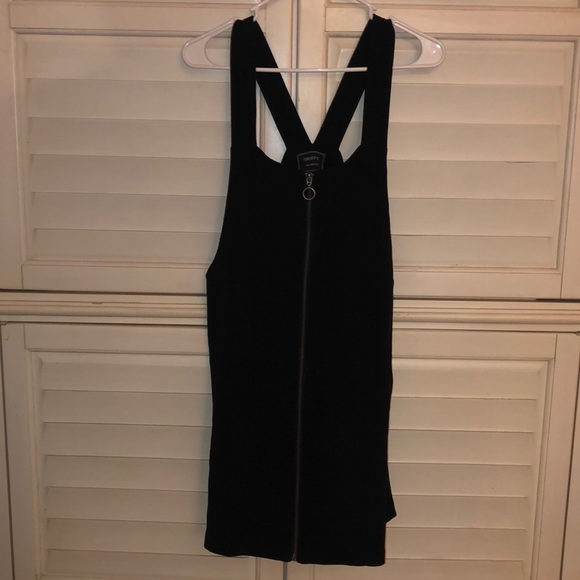 black zip pinafore dress